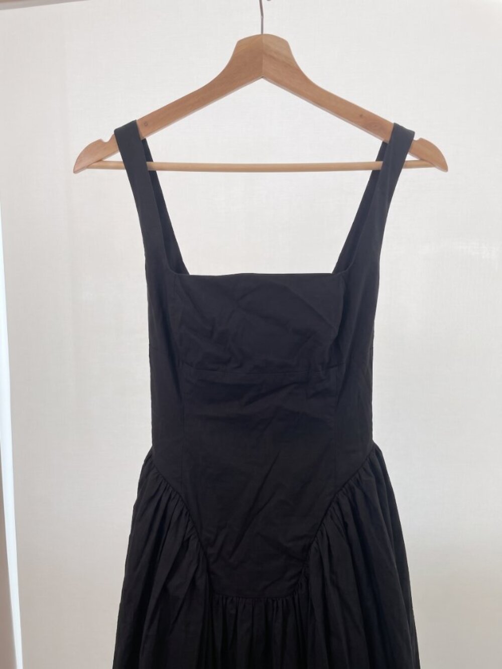 Aster Vinya Black Poplin Drop Waist Midi Dress with Pockets Size XS - Picture 8 of 11